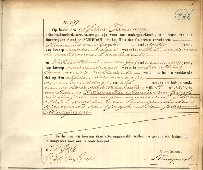 11 jan 1860 overlijden Petronella Maria van Gogh Schiedam